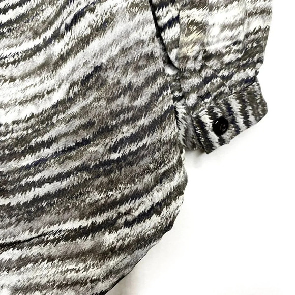 DREW 100% Silk Cutout Open Back Blouse Small Long Sleeve Button Up Shirt - Picture 9 of 12